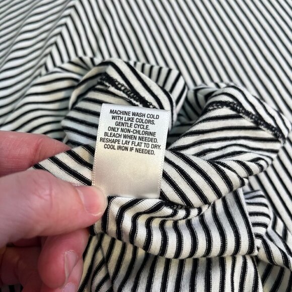 DB Sunday Womens Sleeveless Jersey Stretch Knit Dress Sz L Stripe Shark Bite Hem - Picture 7 of 9